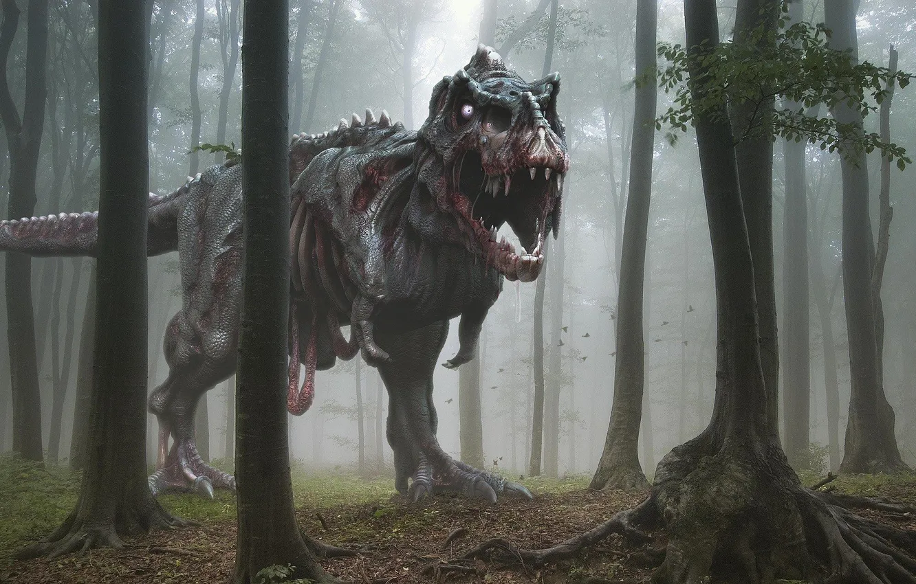 Фото обои fantasy, art, digital art, dinosaurs