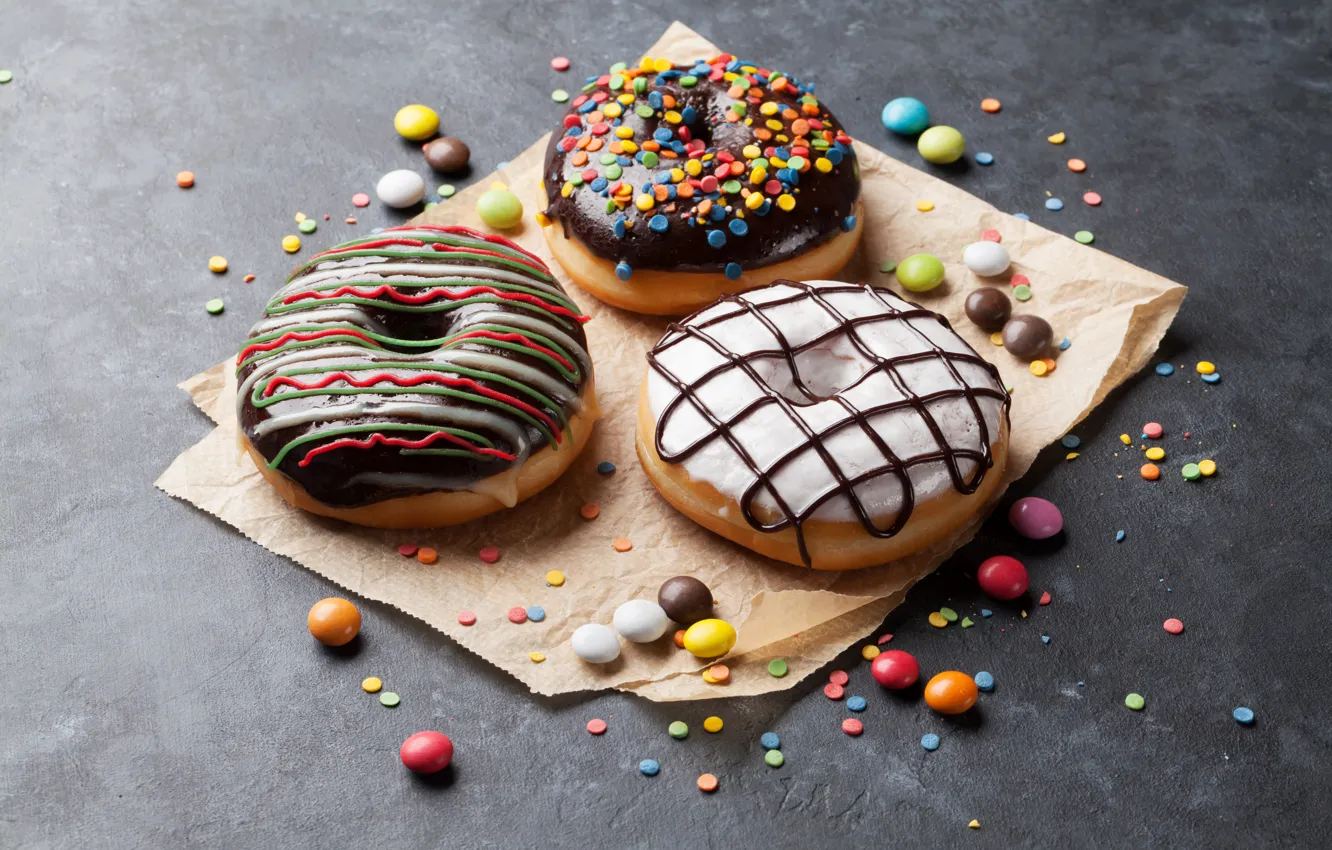 Фото обои пончики, глазурь, donuts, chocalate