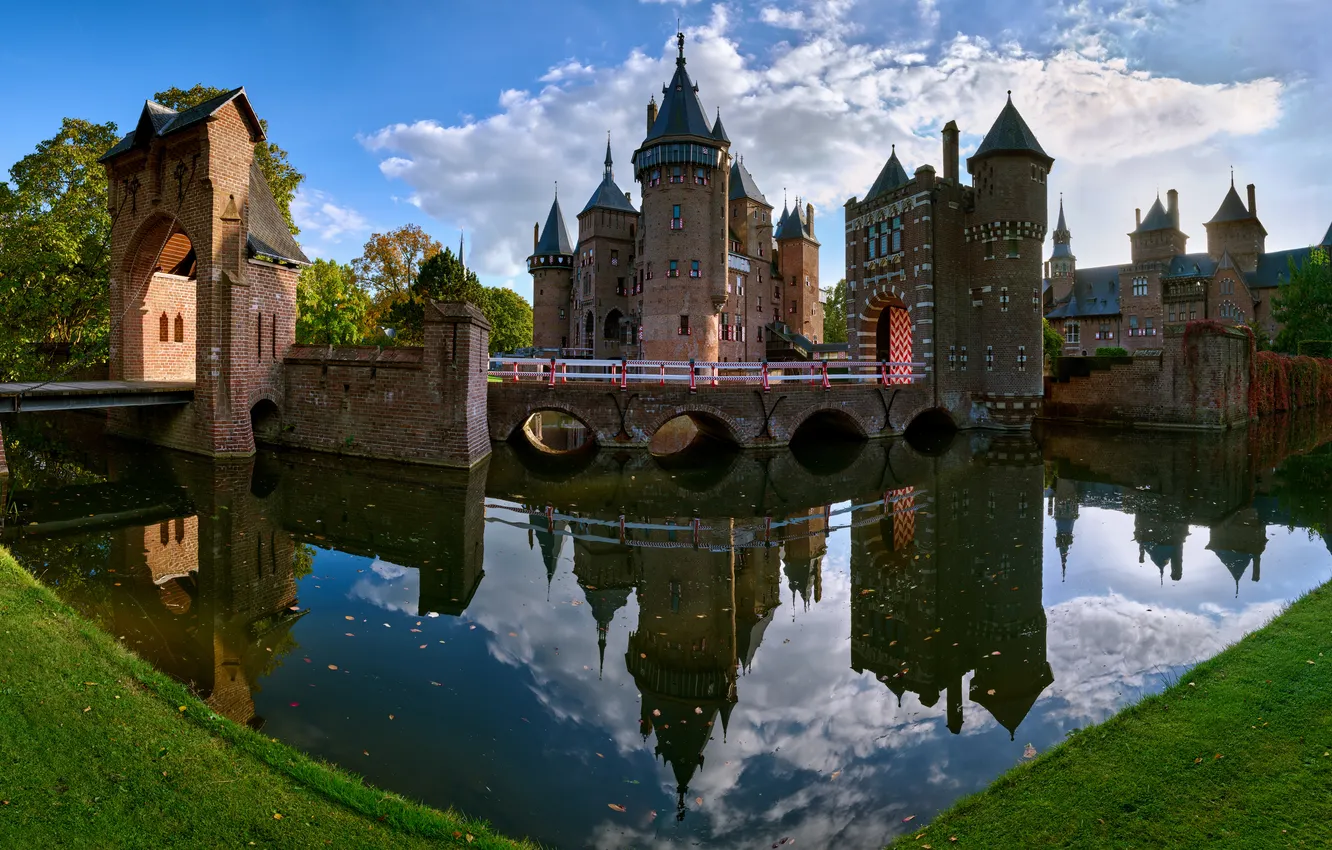 Фото обои замок, башни, Нидерланды, De Haar