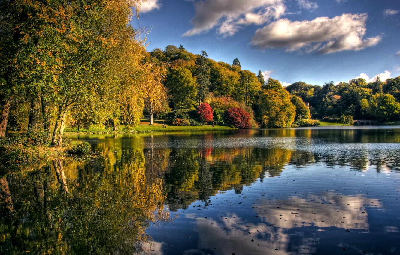 Фото обои осень, природа, озеро, парк