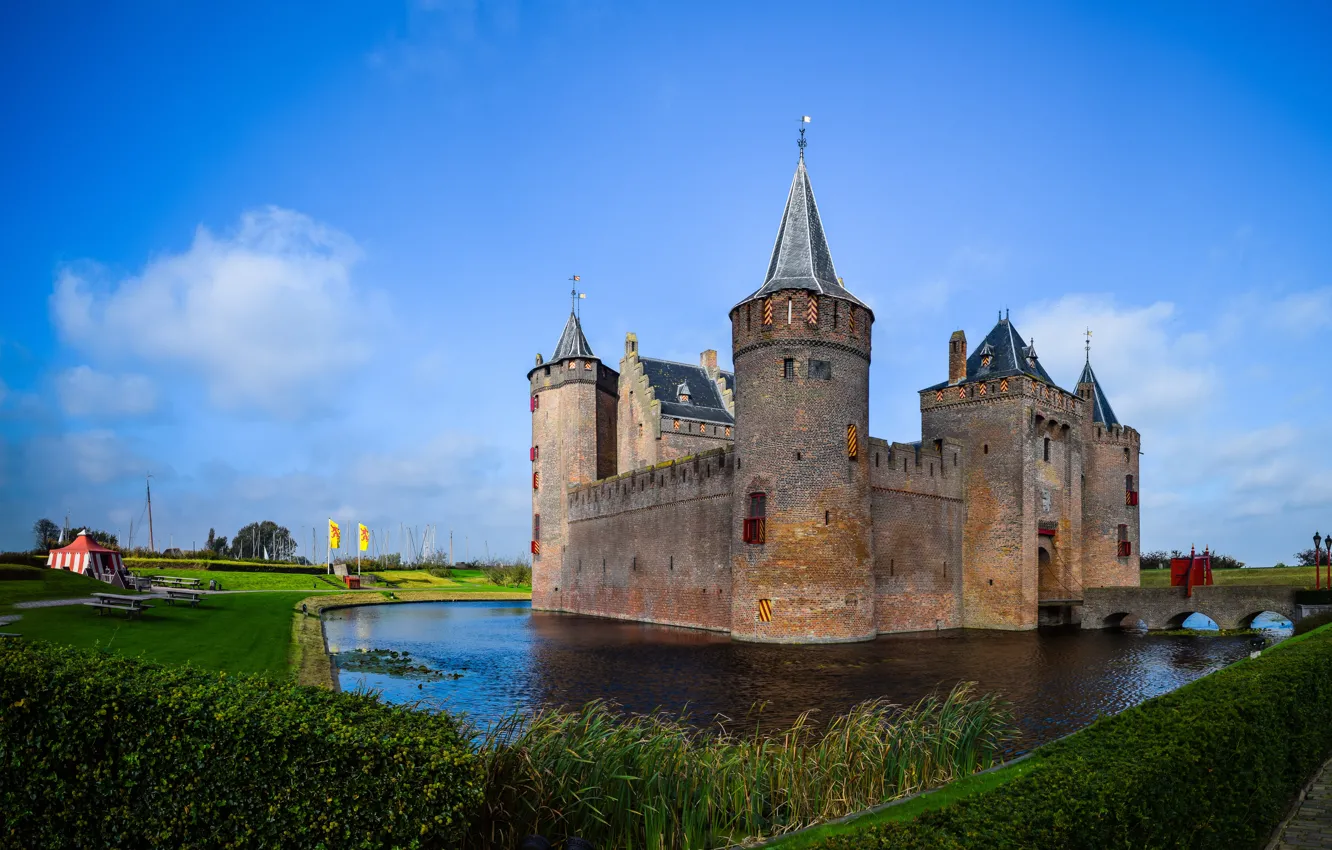 Фото обои замок, Нидерланды, Голландия, Muiden Castle