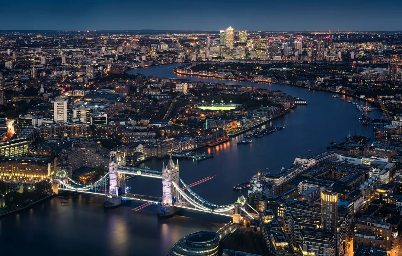 Фото обои night, Tower Bridge, London, England, Thames River, cityscape, urban scene