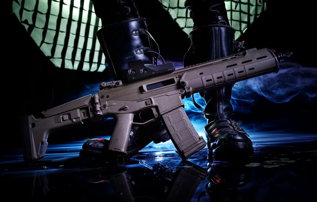Фото обои оружие, фон, автомат, Magpul PTS
