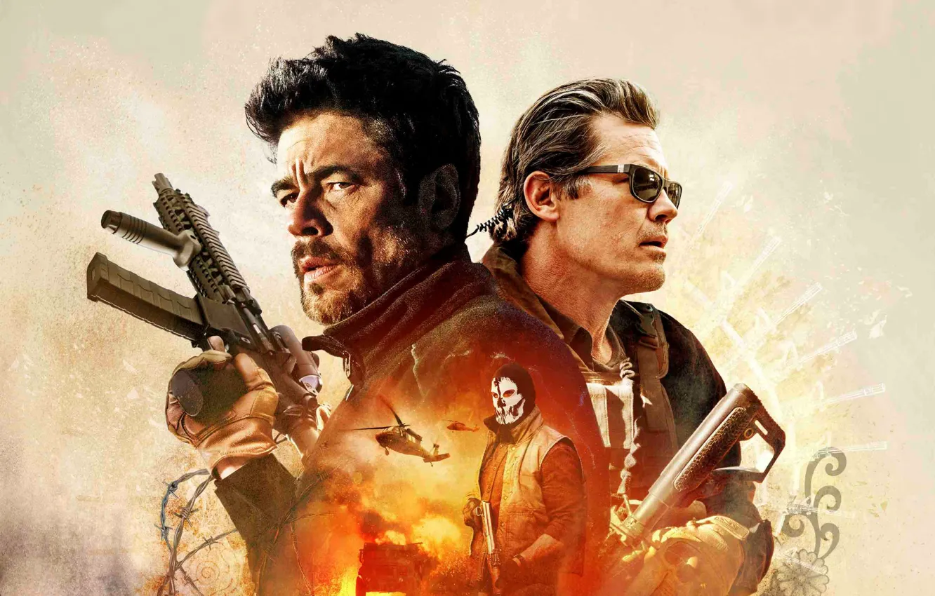 Фото обои Двое, Бенисио Дель Торо, Убийца, 2018, Мужчины, Josh Brolin, Джош Бролин, Боевик