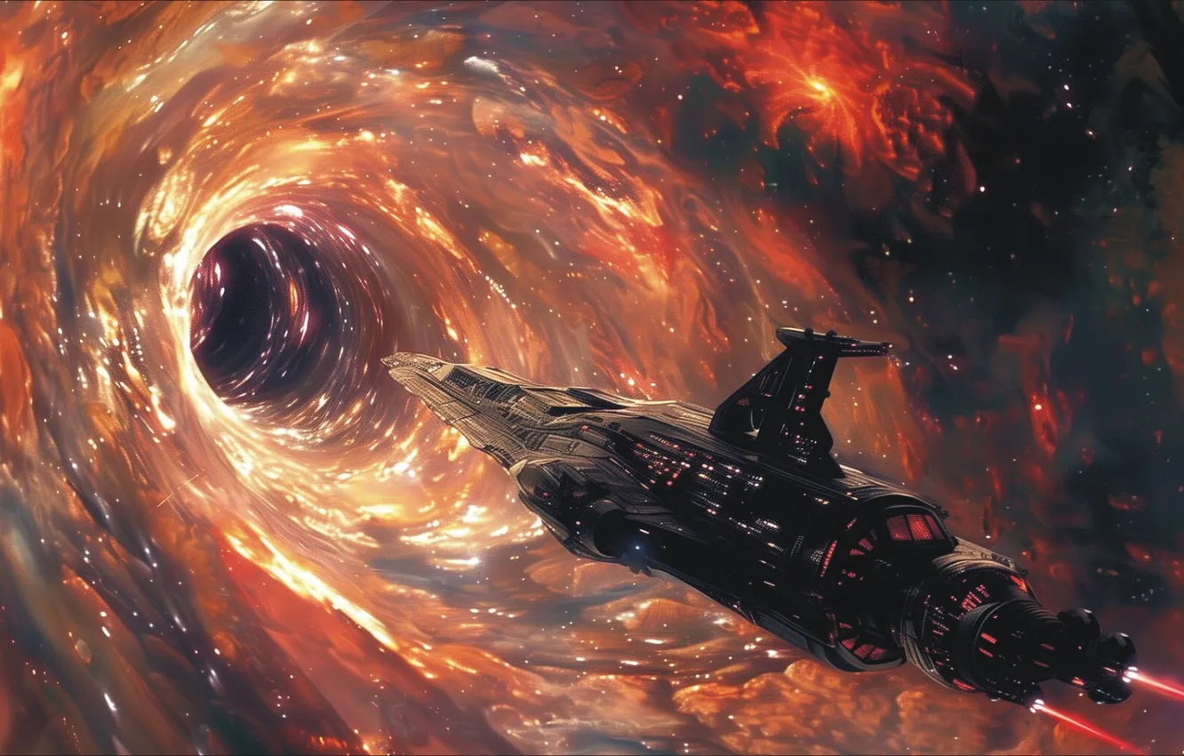 Фото обои space, ART, spaceship, кротовая нора, Fantasy Art, не для всех, Time...