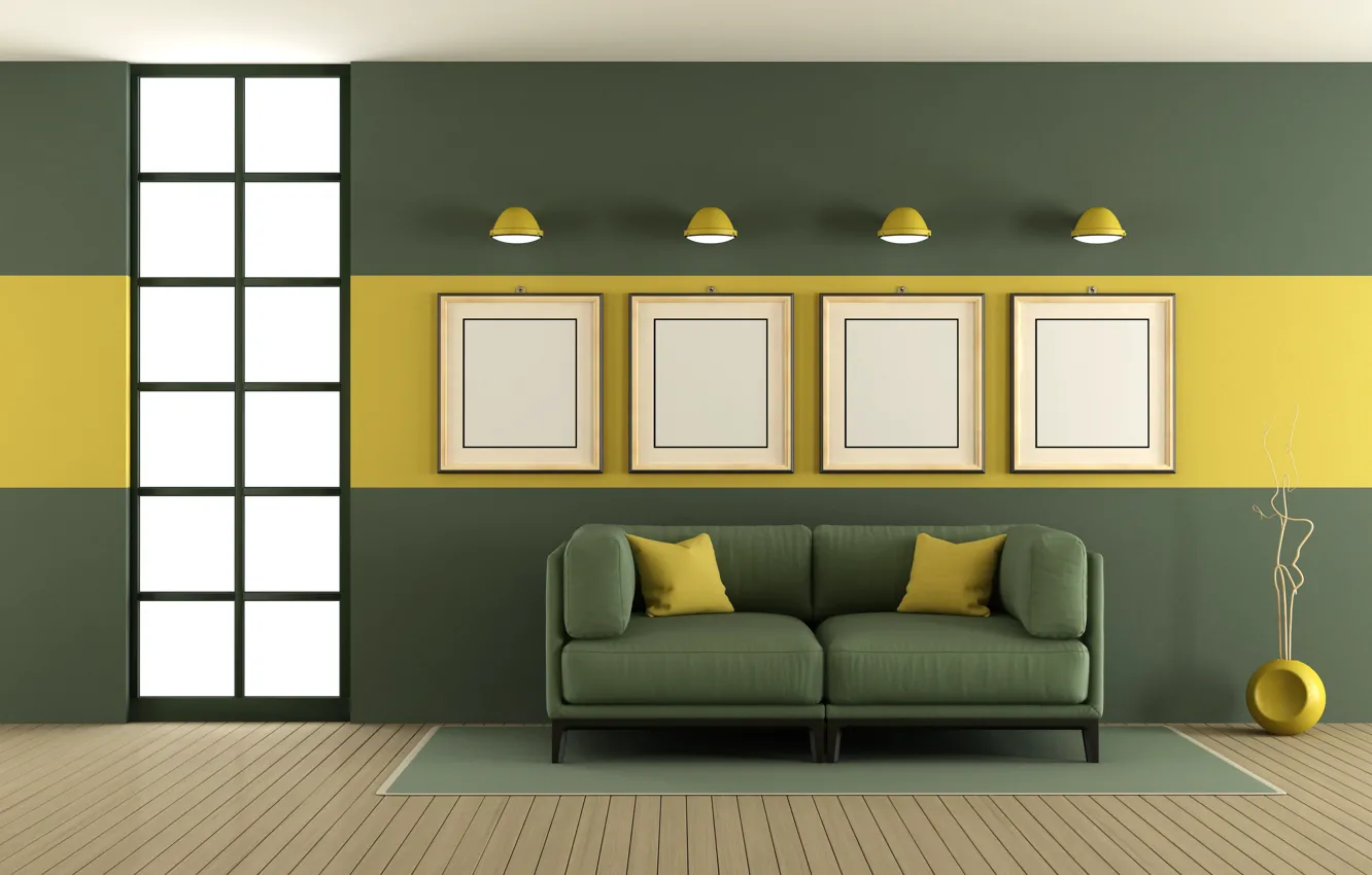 Фото обои диван, green, интерьер, гостиная, living room