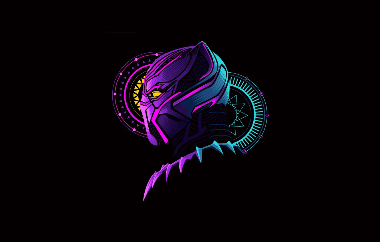 Фото обои темный фон, минимализм, неон, маска, minimalism, Marvel, neon, mask
