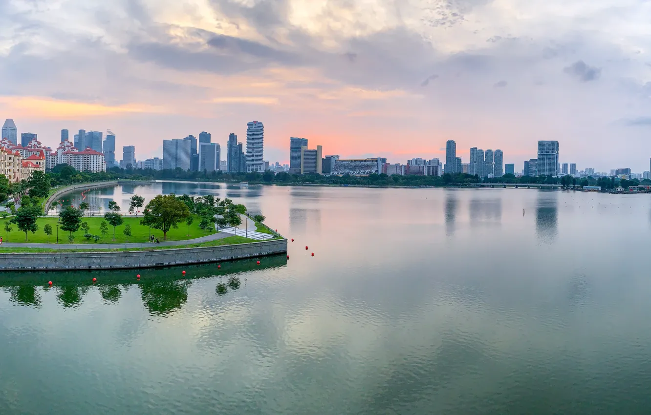 Фото обои берег, дома, залив, Сингапур, Tanjong Rhu