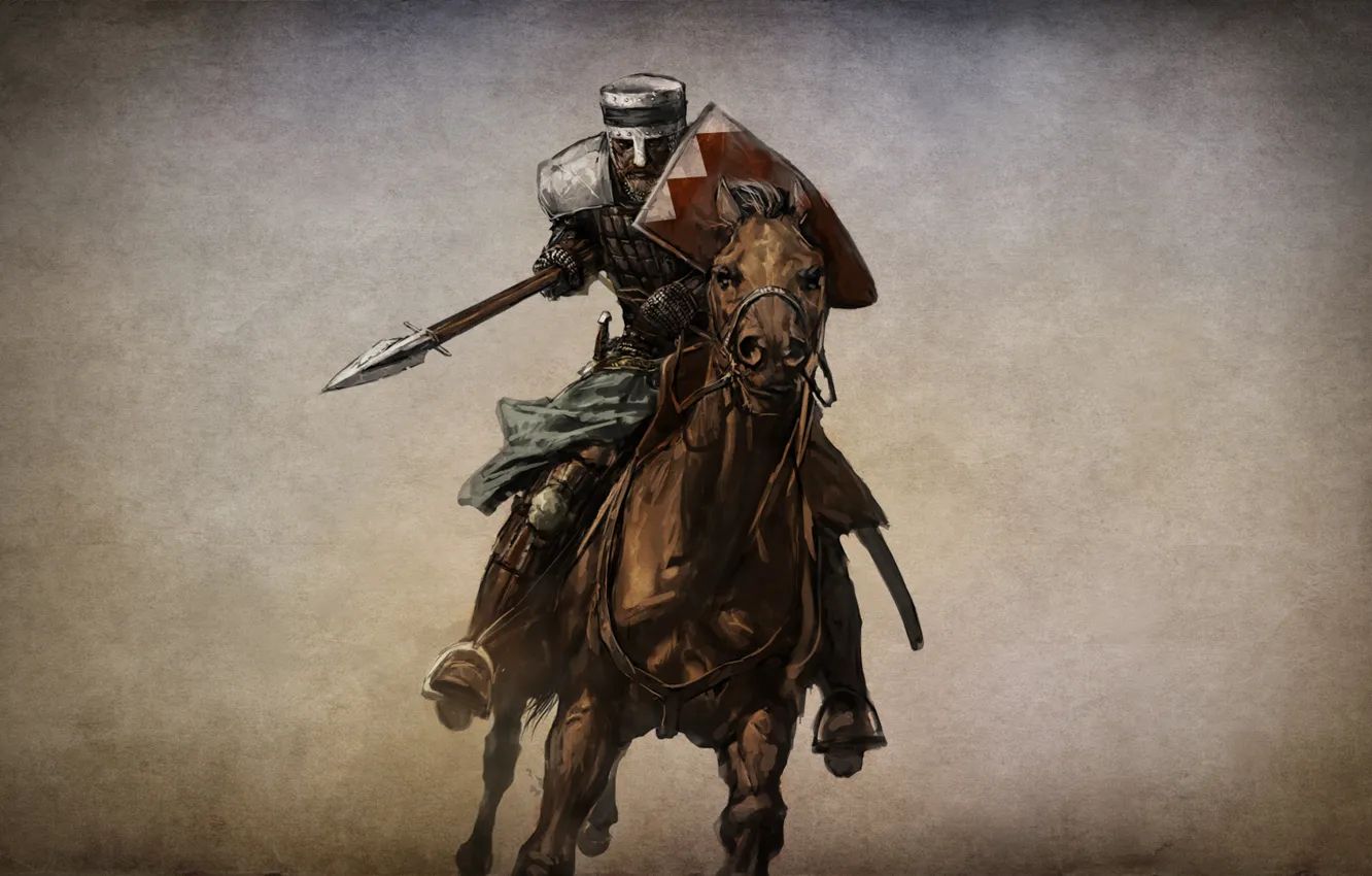 Фото обои конь, игра, воин, арт, рыцарь, его, action, ролевая