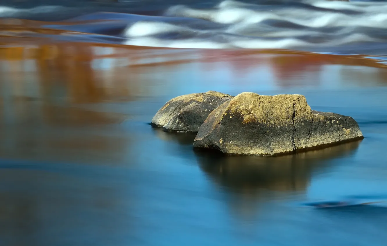 Фото обои река, камни, поток