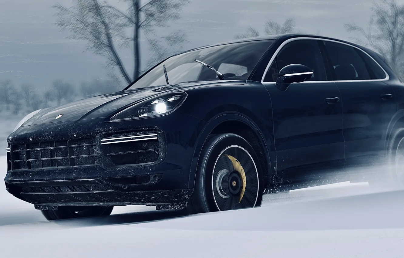 Фото обои HDR, Porsche, Drift, Winter, Snow, Turbo, Game, Cayenne