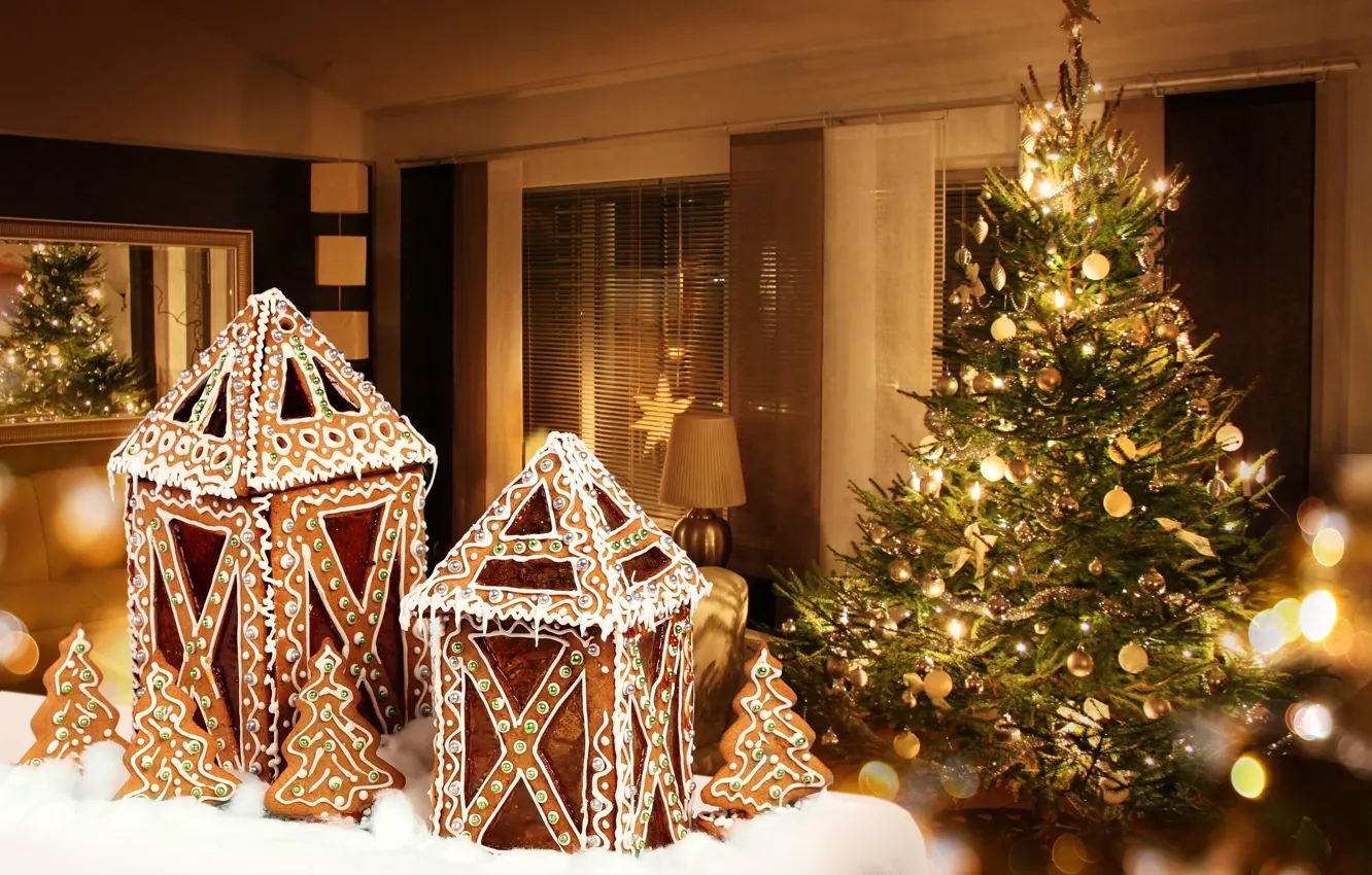 Фото обои украшения, елка, Новый Год, Рождество, Christmas, фонарики, decoration, lantern