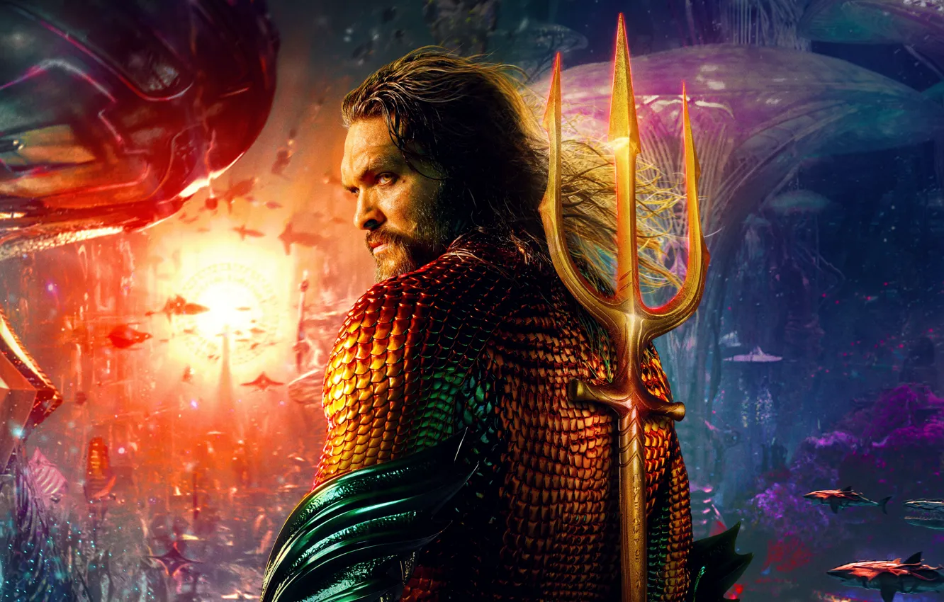 Фото обои Солнце, США, Фэнтези, Подводный мир, Боевик, Jason Momoa, Джейсон Момоа, Warner Bros.