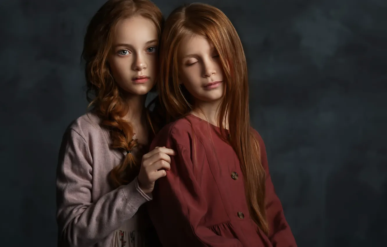 Фото обои портрет, подруги, две девочки, Хижнякова Александра