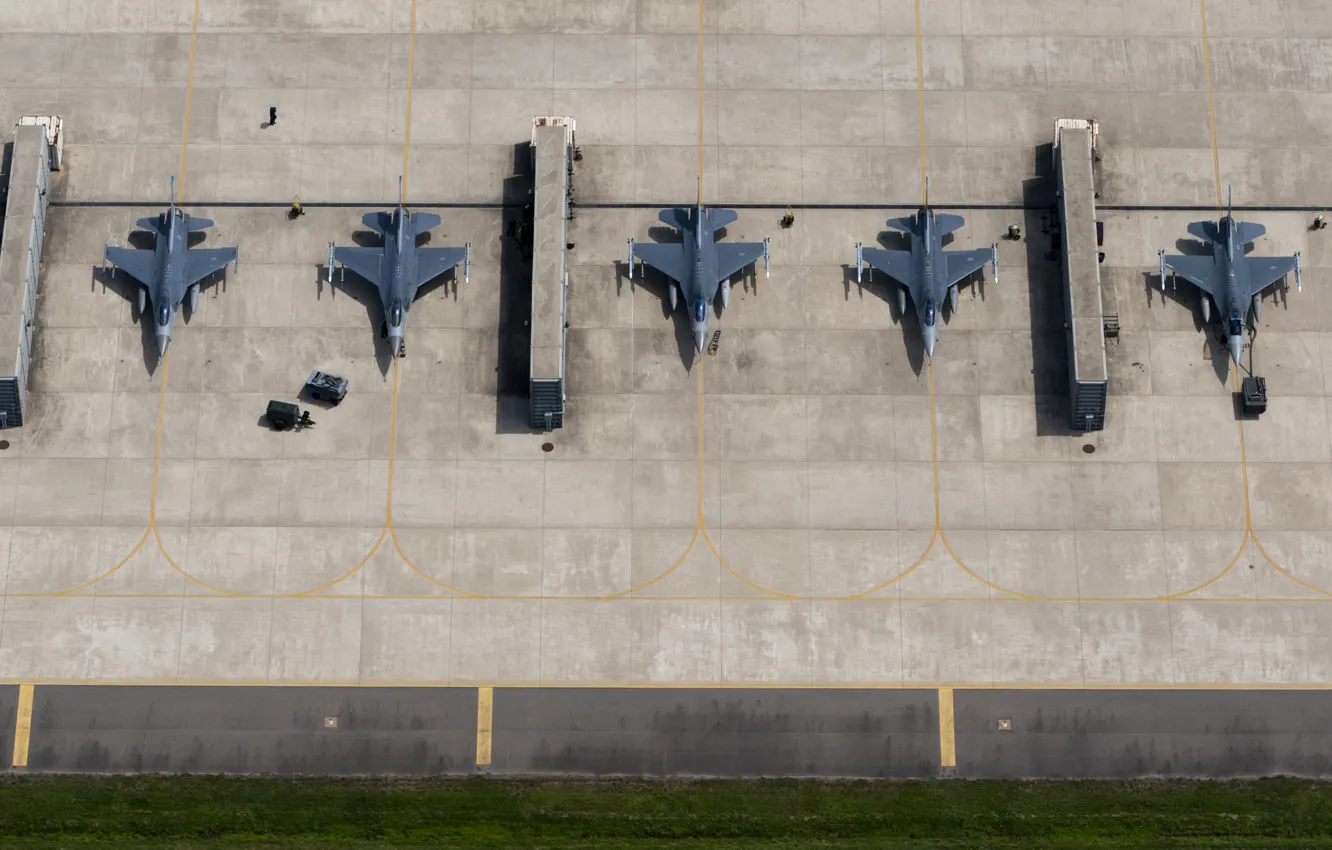 Фото обои Истребитель, South Korea, USAF, F-16 Fighting Falcon, Kunsan Air Base