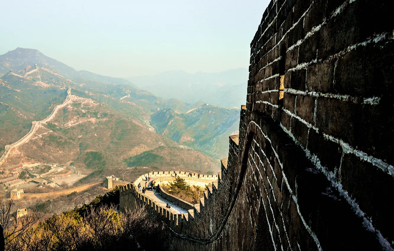 Фото обои China, Китай, великая китайская стена, кирпичная кладка