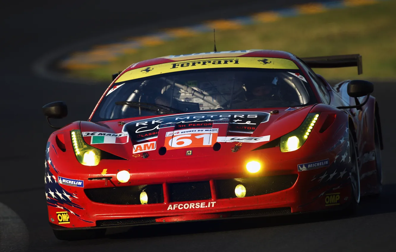 Фото обои Le Mans, Ferrari, red, 458, Italia, 24 Hours of Le Mans, GTC 2011, car wallpaper