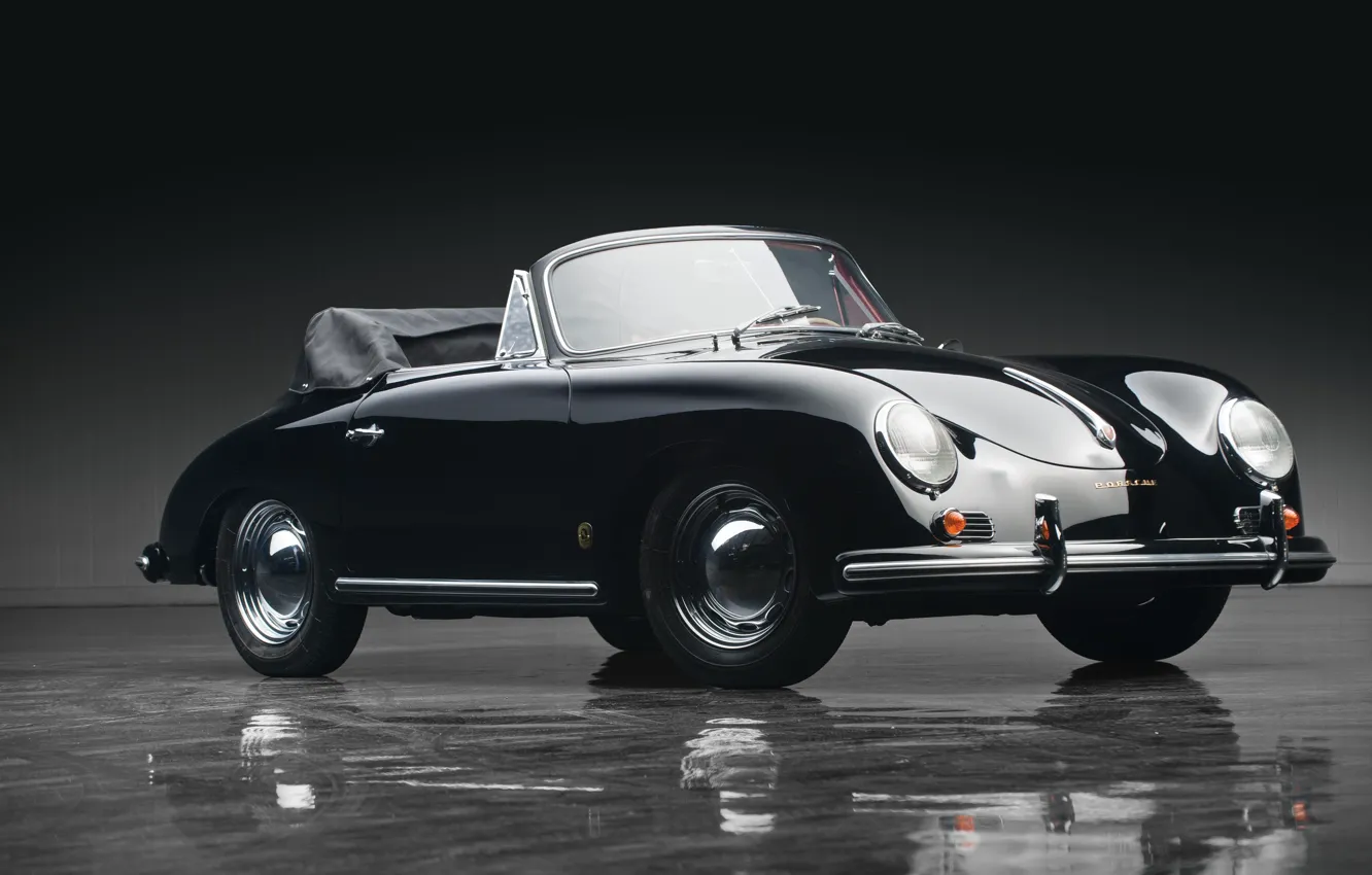 Фото обои Porsche, black, 356, 1958, Porsche 356A 1600 Cabriolet