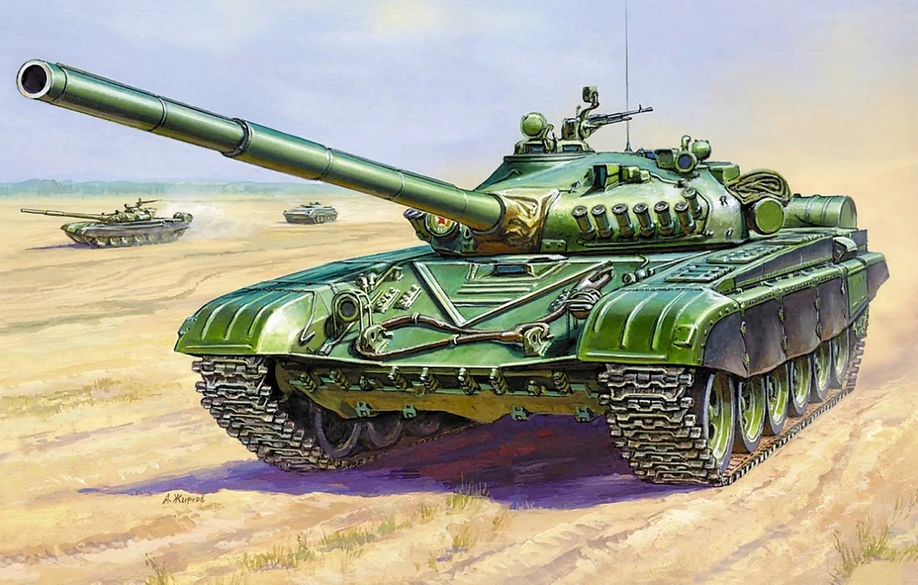 Фото обои поле, сражение, Танк, Урал, Т-72А, боевой танк
