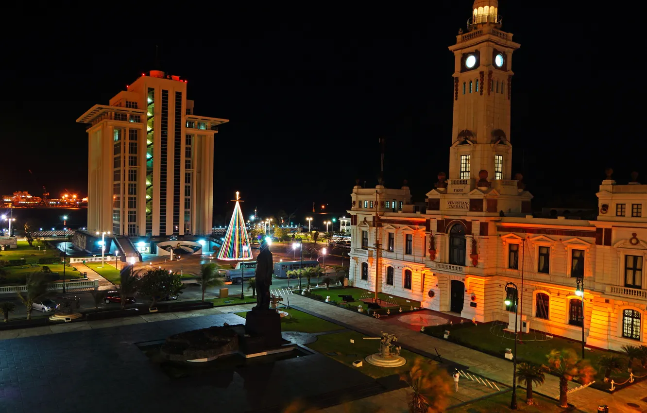 Фото обои здание, Мексика, ночной город, Веракрус