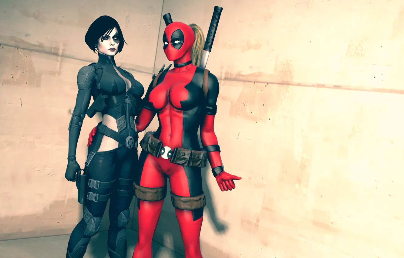Фото обои девушки, костюмы, Marvel Comics, Domino, Neena Thurman, Lady Deadpool