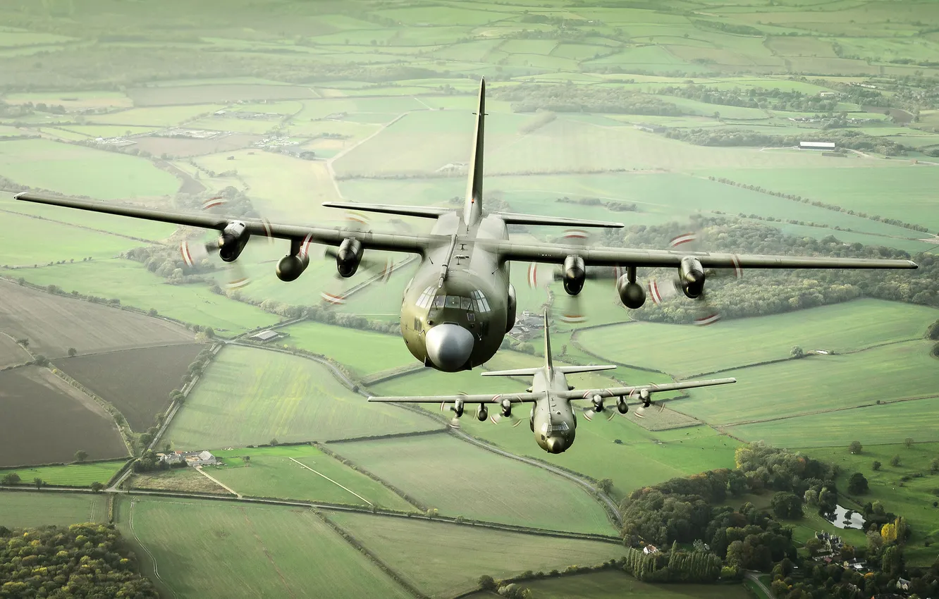 Фото обои ландшафт, самолёты, Hercules, военно-транспортные, C-130K