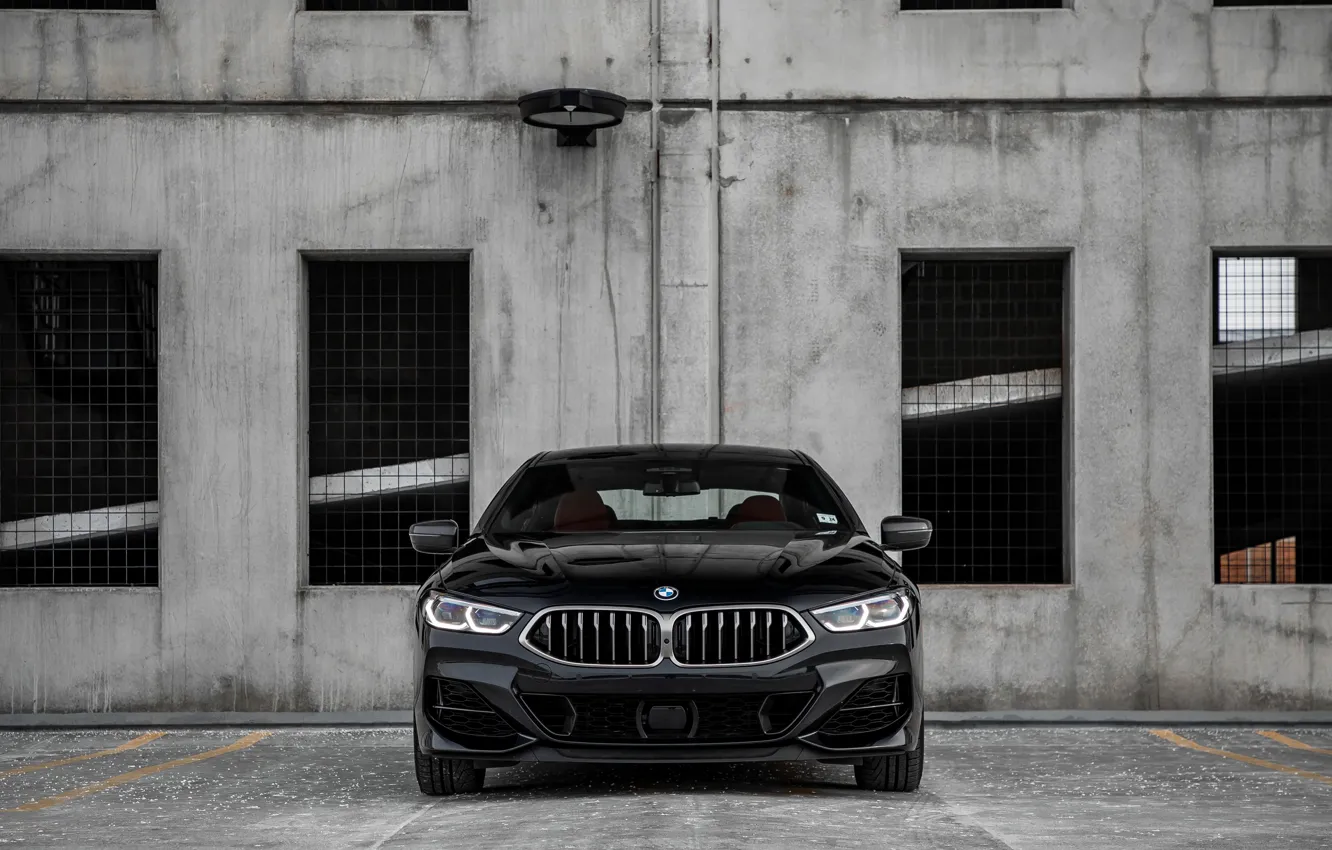 Фото обои чёрный, купе, BMW, вид спереди, Gran Coupe, 2020, 8-Series, 2019