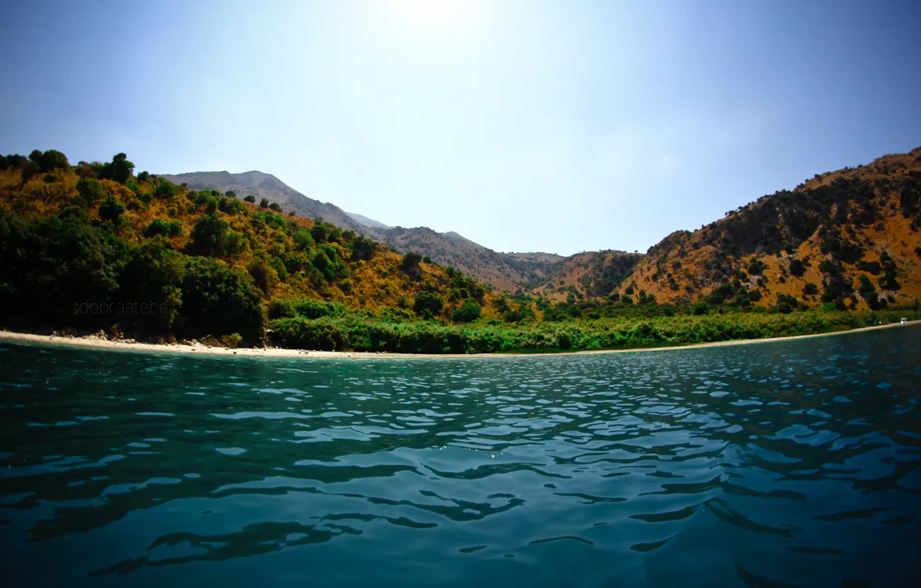 Фото обои озеро, берег, гора, Греция, dobraatebe, Крит