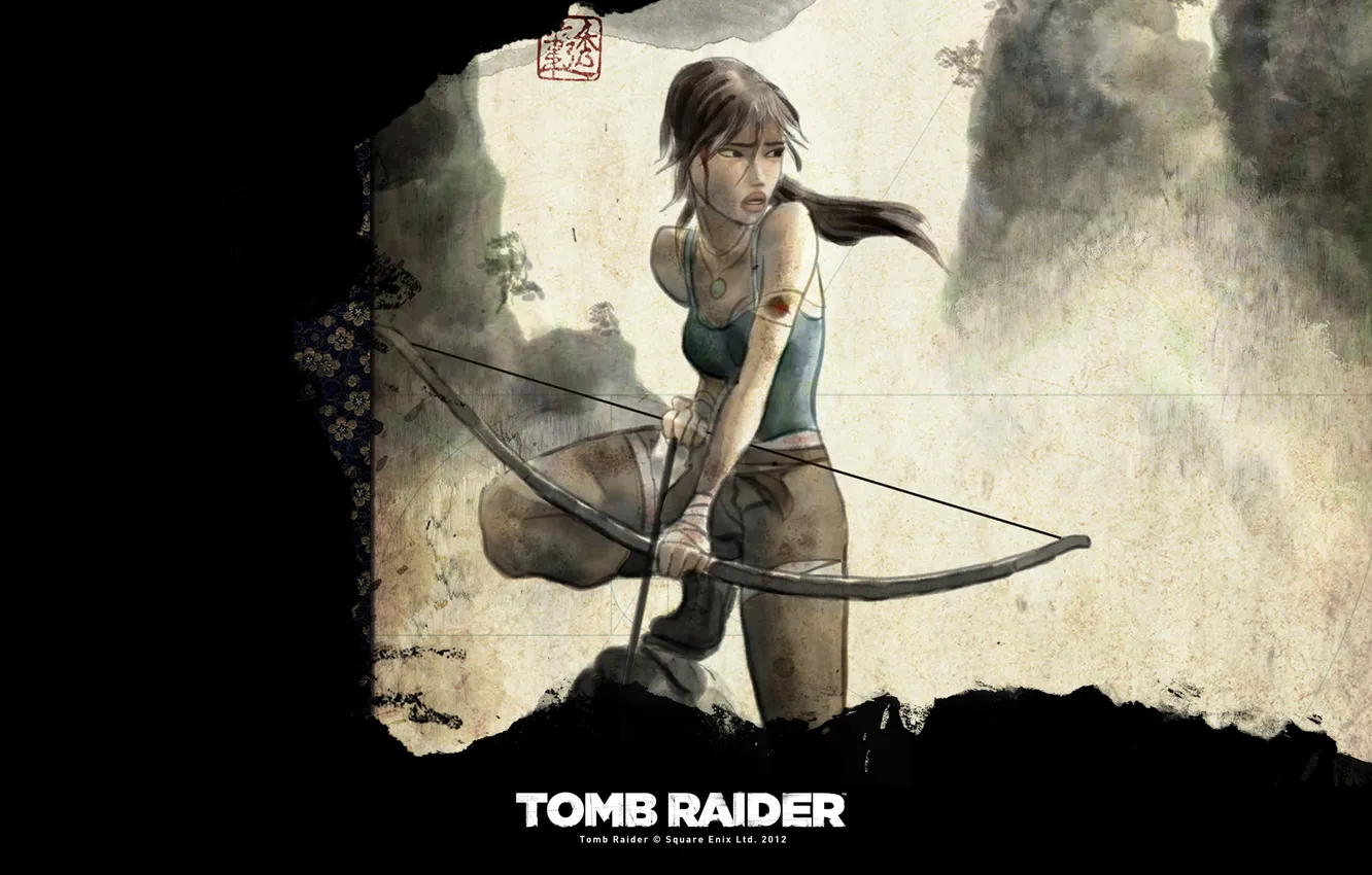 Фото обои девушка, лук, арт, Tomb Raider, Лара Крофт, Lara Croft, расхитительница гробниц