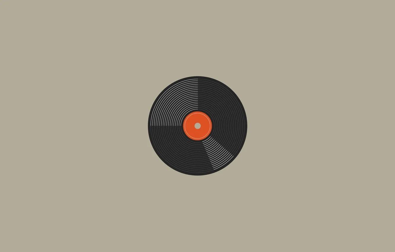 Фото обои минимализм, серый фон, minimalism, gray background, vinyl record, виниловая пластинка