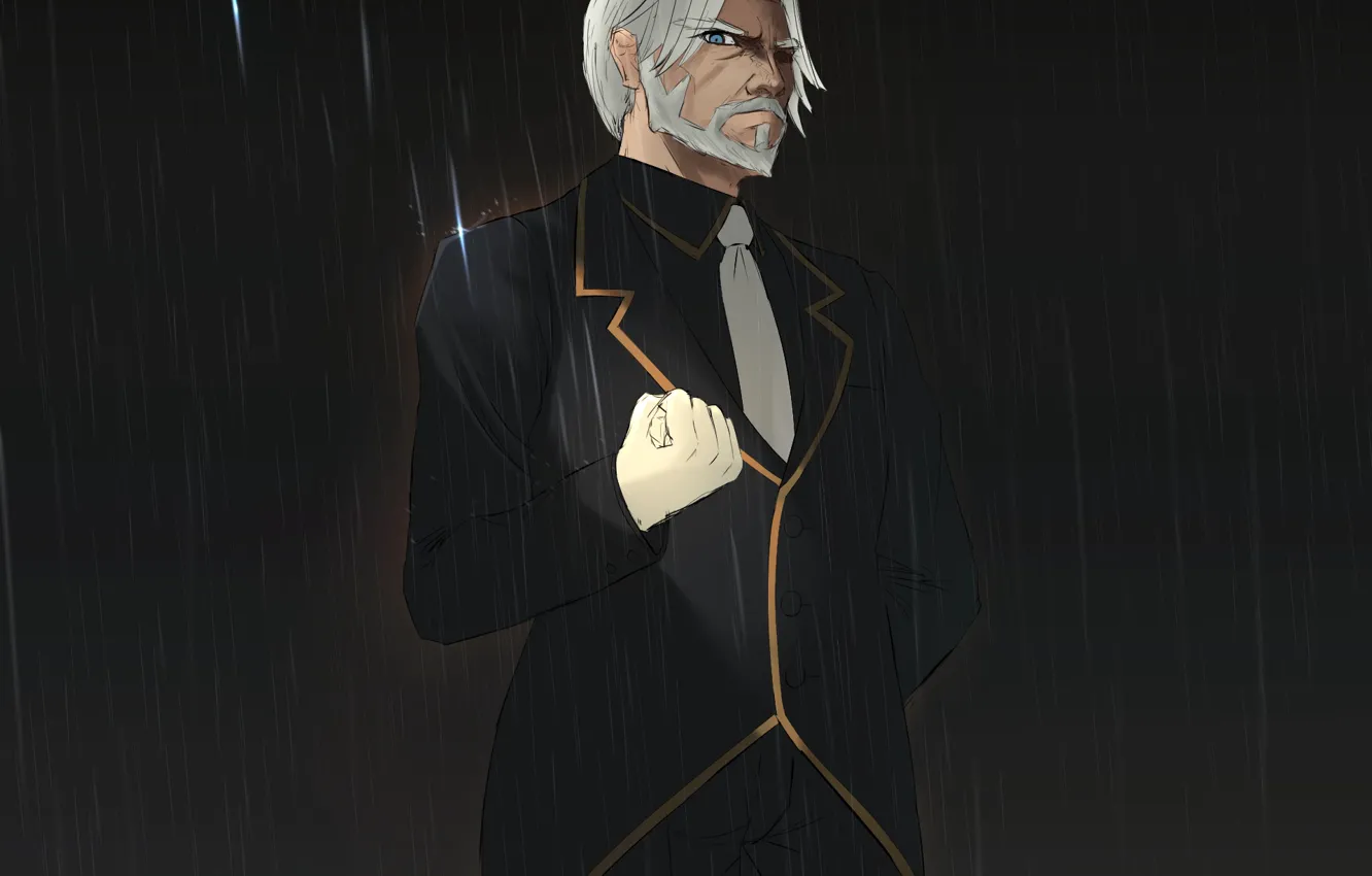 Фото обои дождь, мужчина, дворецкий