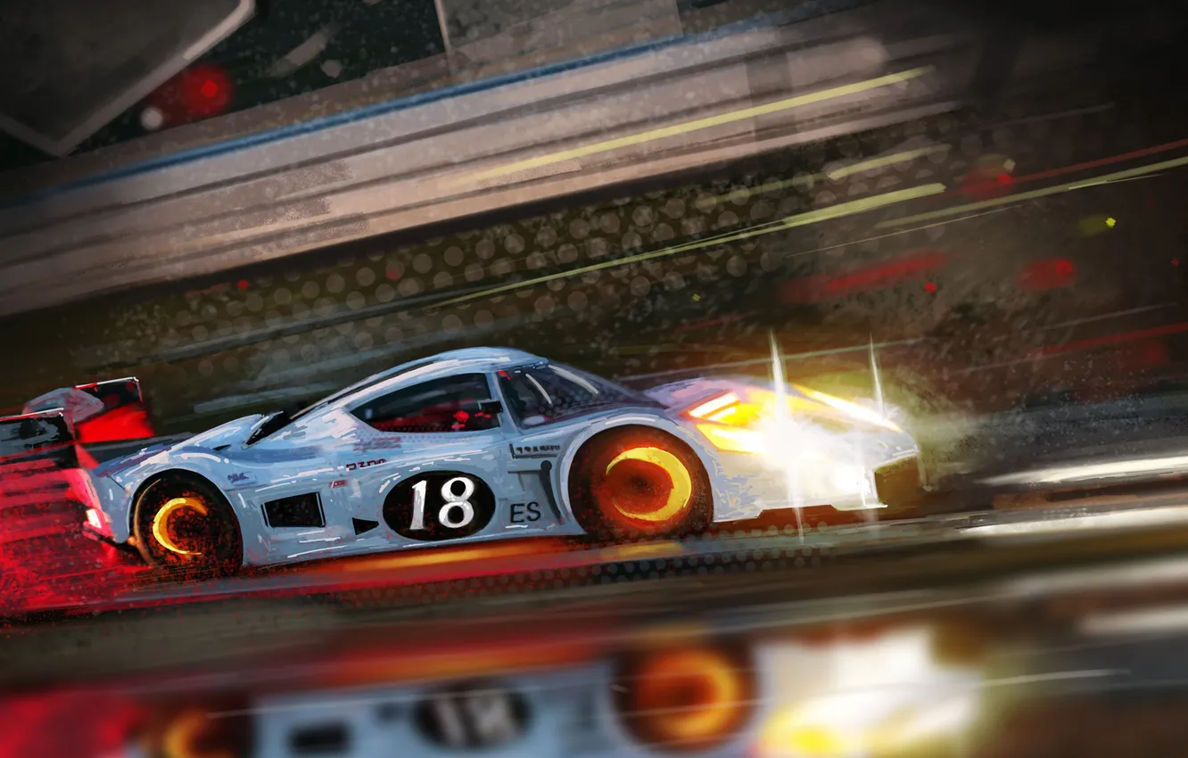 Фото обои машина, гонка, скорость, арт, Vladimir Gasai