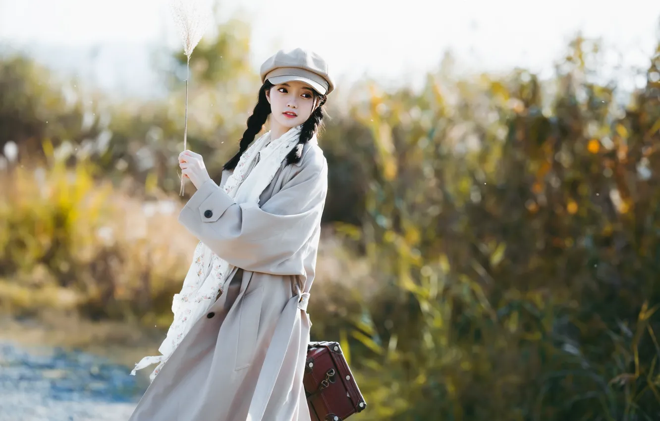 Фото обои Beautiful, Asian, Model, Woman, Pretty, Japanese, Outdoor, Cap