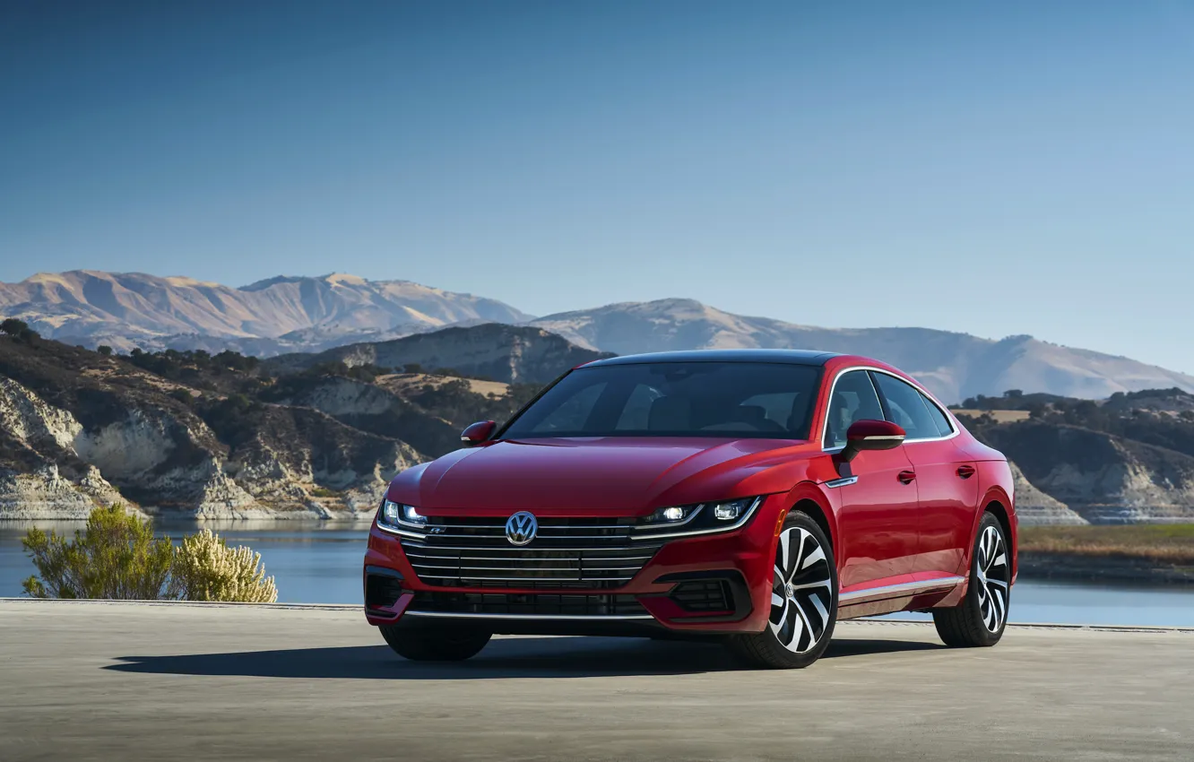 Фото обои красный, Volkswagen, на стоянке, лифтбэк, Arteon, 2019, SEL Premium R-Line