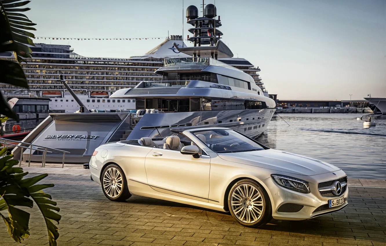 Фото обои Mercedes-Benz, яхта, кабриолет, мерседес, 2015, S 500, A217
