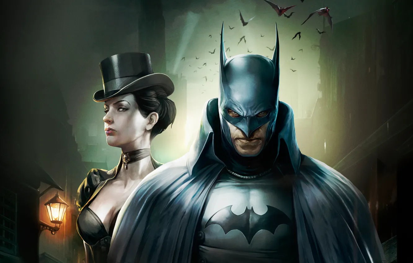 Фото обои Batman, DC Comics, Catwoman, Bruce Wayne, Movie, Batman:Gotham by gaslight