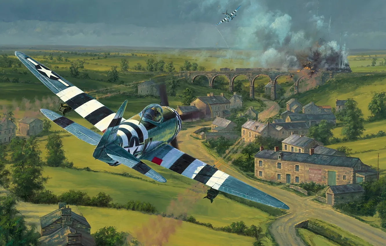 Фото обои war, art, aviation, ww2, P-47 Thunderbolt