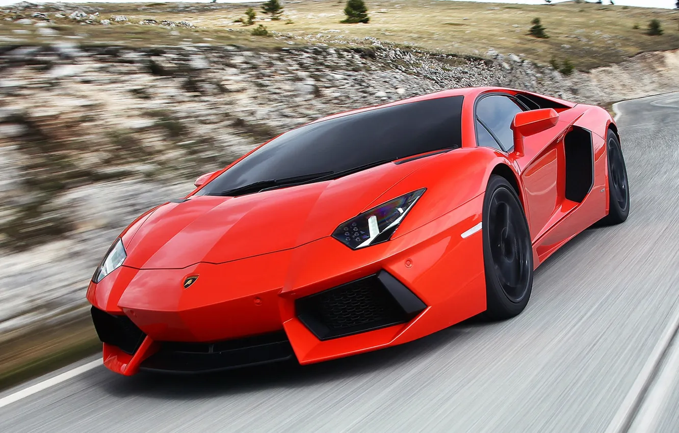 Фото обои дорога, фото, скорость, cars, auto, Lamborghini Aventador