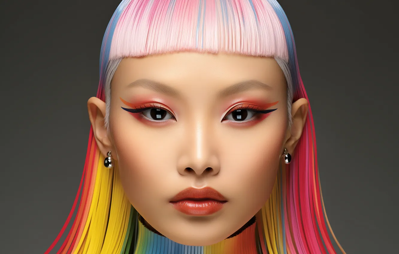Фото обои woman, color, face, ai art