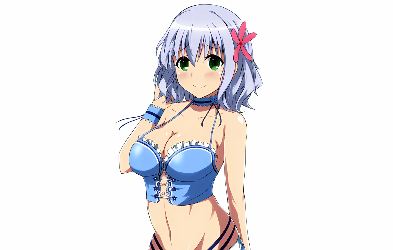Фото обои girl, sexy, cleavage, blouse, Muse, green eyes, boobs, anime
