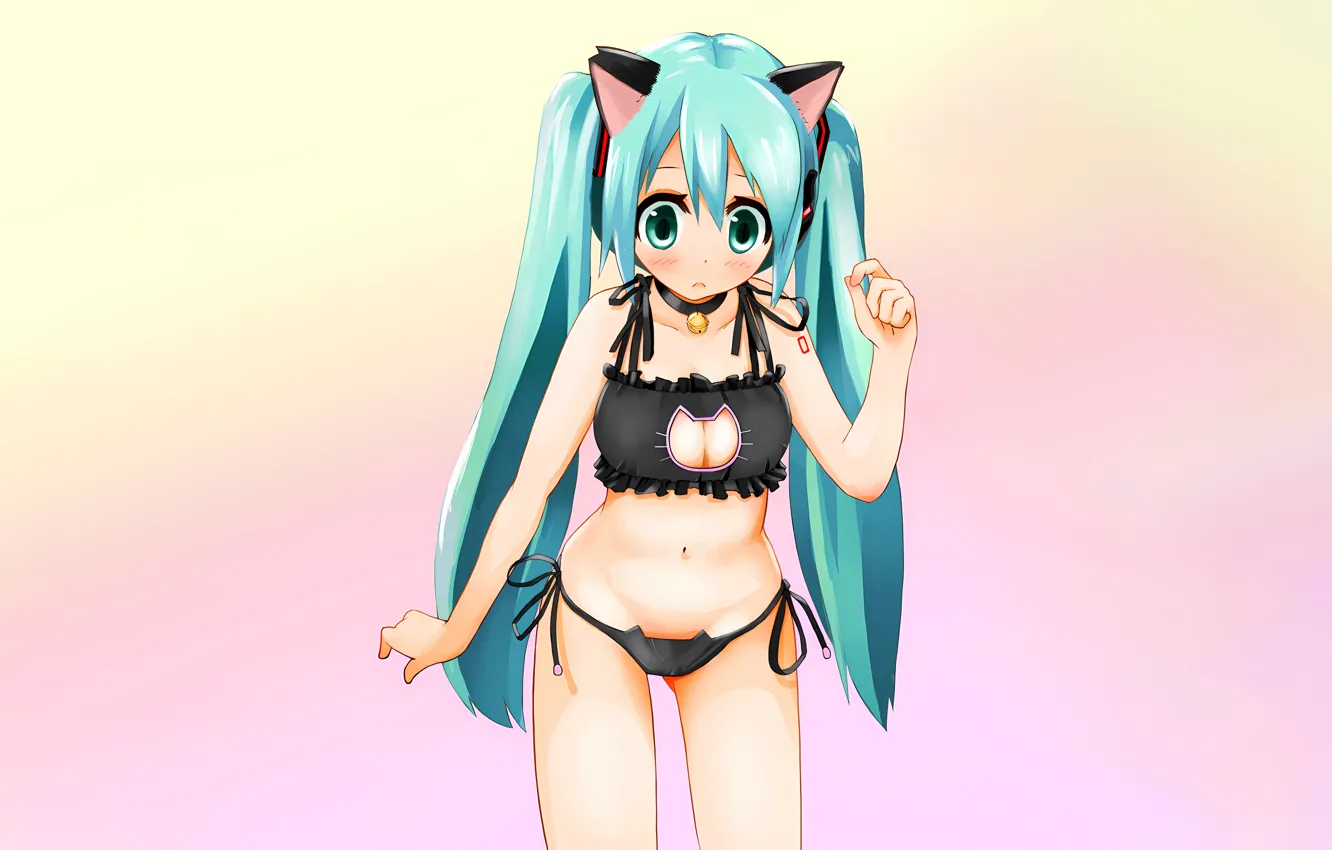 Фото обои girl, sexy, lingerie, pantsu, bra, Hatsune Miku, cleavage, Vocaloid