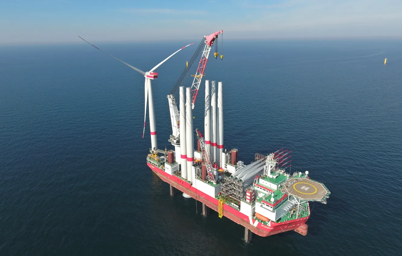 Фото обои sea, energy, engineering, wind turbine
