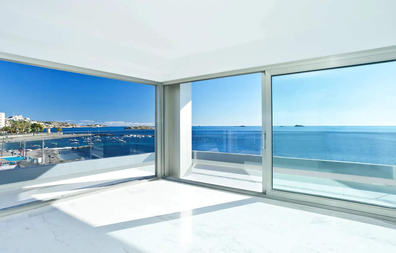 Фото обои стекло, дизайн, дом, стиль, интерьер, курорт, терраса, Ibiza