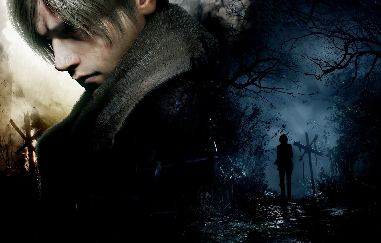 Фото обои Games, Leon Scott Kennedy, Resident Evil 4, Ashley Graham, Game Art, Survival games, Horror games