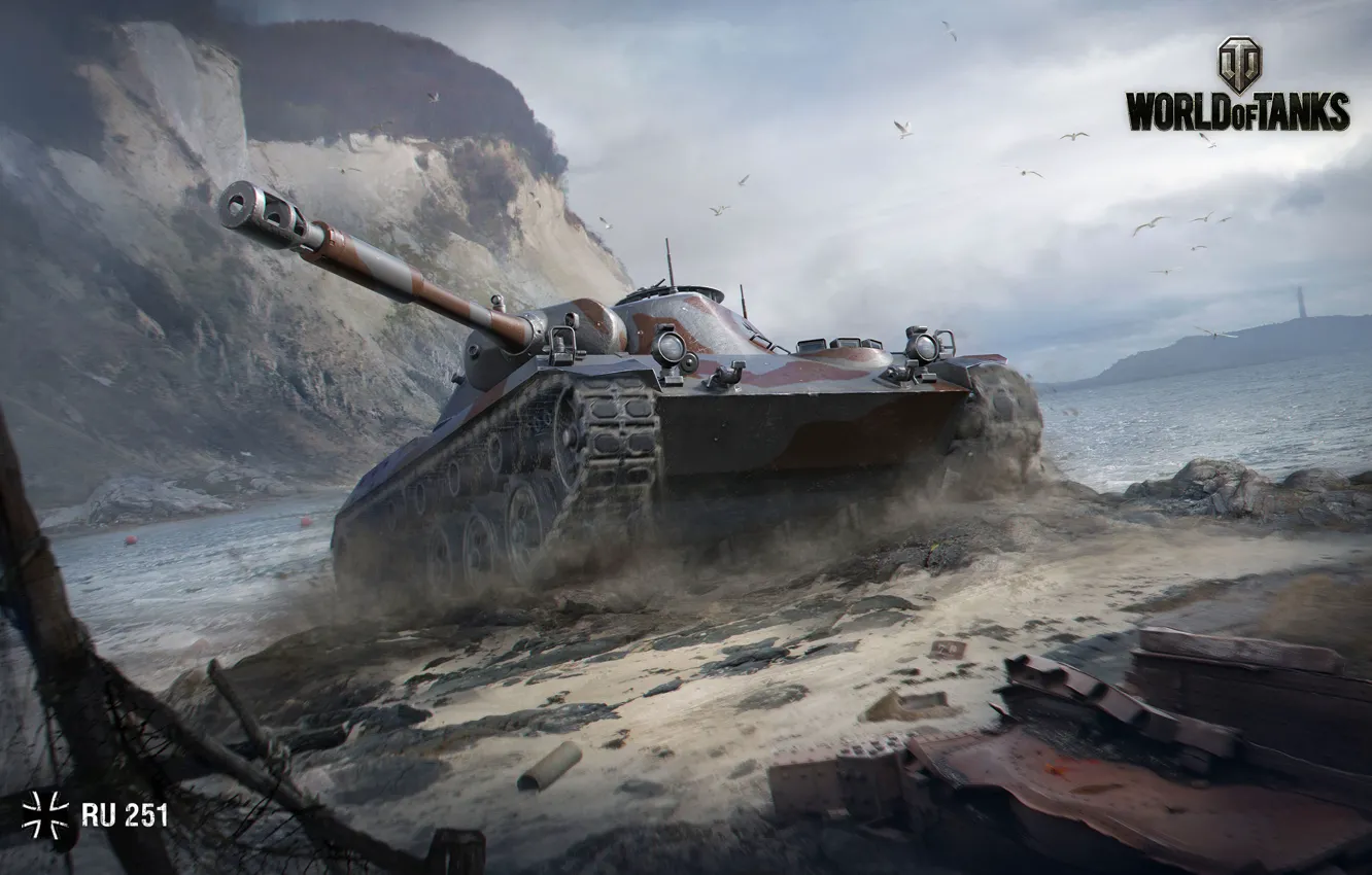 Фото обои Вода, Горы, WoT, World of Tanks, Мир Танков, Wargaming Net, Лёгкий Танк, Пыл