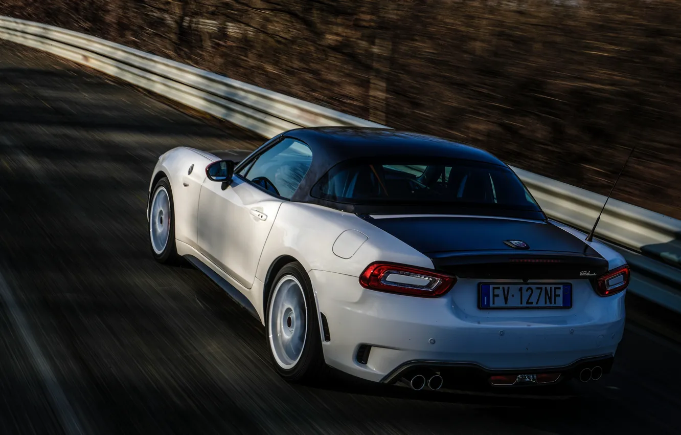 Фото обои родстер, спайдер, чёрно-белый, Abarth, 124 Spider, 2019, Rally Tribute, жёсткий верх