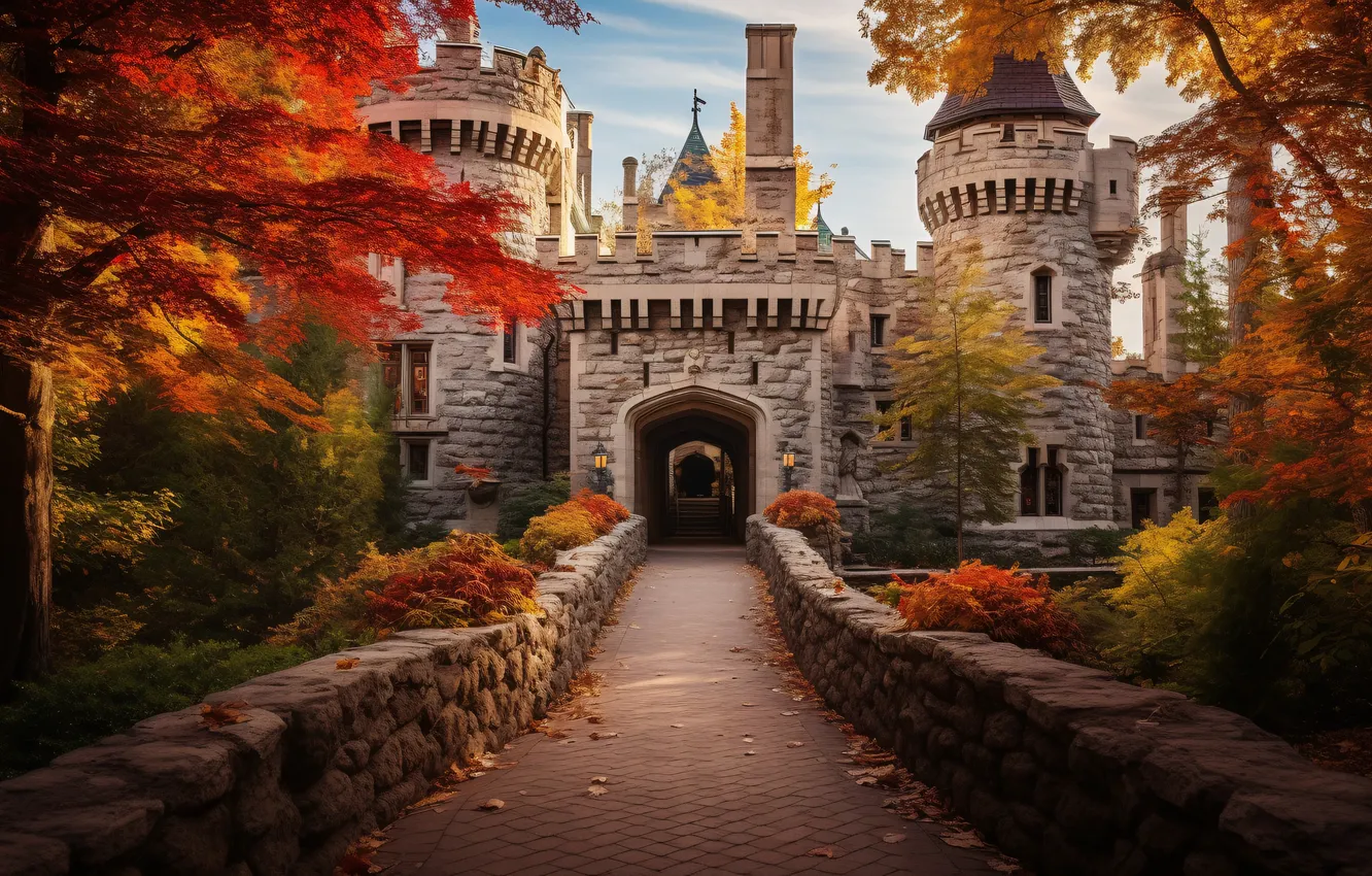 Фото обои осень, пейзаж, замок, landscape, beautiful, autumn, castle, ancient