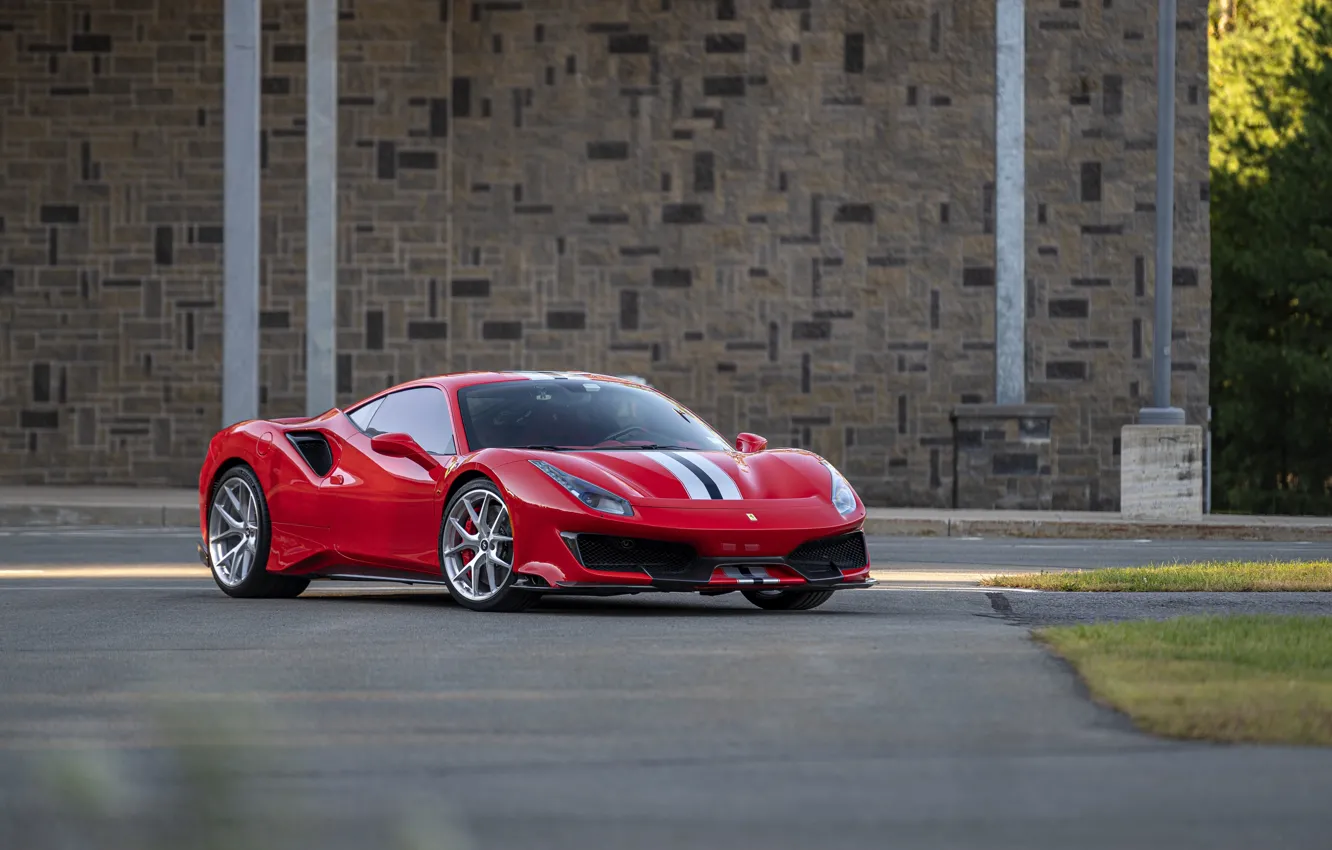 Фото обои Ferrari, Red, Black, White, 488 Pista