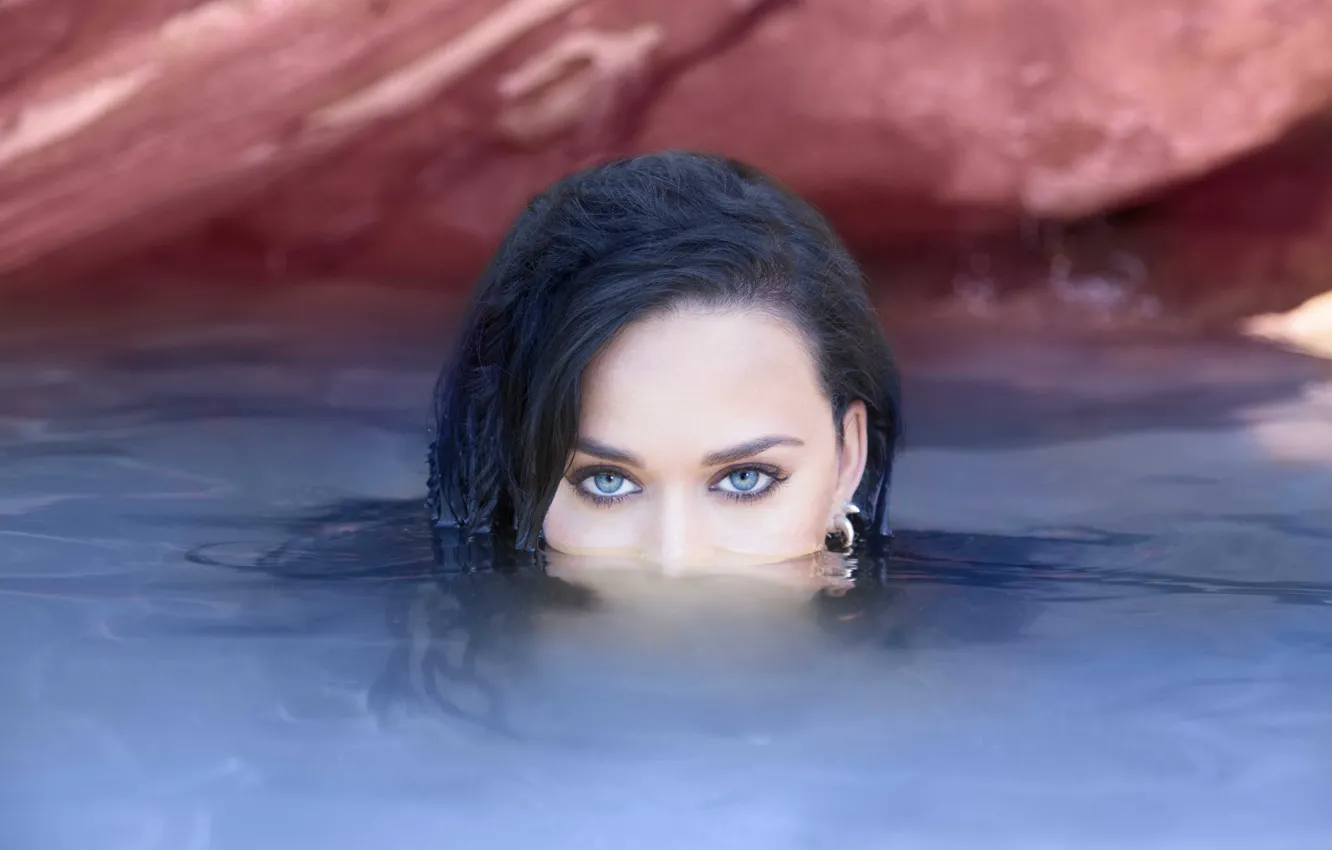 Фото обои глаза, взгляд, вода, Katy Perry, певица