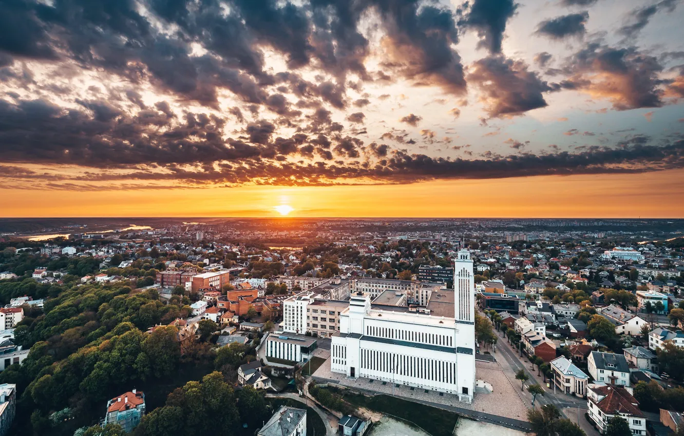 Фото обои город, храм, Lietuva, Kaunas